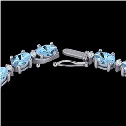 24 CTW Aquamarine & VS/SI Diamond Certified Eternity Tennis Necklace 10K White Gold - REF-243T5X - 2