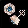 Image 4 : 1.51 CTW Fancy Intense Blue Diamond Art Deco Stud Earrings 18K Rose Gold - REF-178K2R - 37965