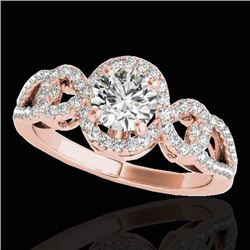 1.38 CTW H-SI/I Certified Diamond Solitaire Halo Ring 10K Rose Gold - REF-174T5X - 33919
