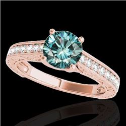 1.32 CTW SI Certified Fancy Blue Diamond Solitaire Ring 10K Rose Gold - REF-154T4X - 34949