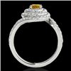 Image 2 : 2.11 CTW Certified Si Fancy Intense Yellow Diamond Solitaire Halo Ring 10K White Gold - REF-240R9K -