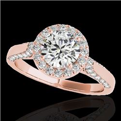 1.5 CTW H-SI/I Certified Diamond Solitaire Halo Ring 10K Rose Gold - REF-176M4F - 33563