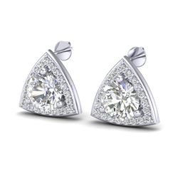 3 CTW VS/SI Diamond Certified Stud Earrings 18K White Gold - REF-824F3M - 20188