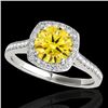 Image 1 : 1.65 CTW Certified Si Fancy Intense Yellow Diamond Solitaire Halo Ring 10K White Gold - REF-209M3F -