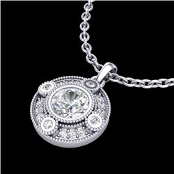 1.01 CTW VS/SI Diamond Solitaire Art Deco Stud Necklace 18K White Gold - REF-221F8M - 36983