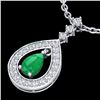 Image 1 : 1.15 CTW Emerald & Micro Pave VS/SI Diamond Necklace Designer 14K White Gold - REF-61M8F - 23166