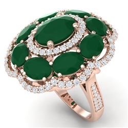 14.4 CTW Royalty Designer Emerald & VS Diamond Ring 18K Rose Gold - REF-300K2R - 39184