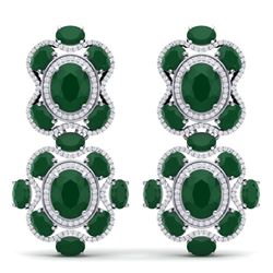 33.5 CTW Royalty Emerald & VS Diamond Earrings 18K White Gold - REF-518T2X - 39309