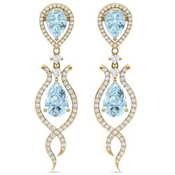 16.57 CTW Royalty Sky Topaz & VS Diamond Earrings 18K Yellow Gold - REF-290T9X - 39521