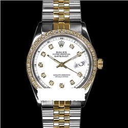 Rolex Men's Two Tone 14K Gold/SS, QuickSet, Diamond Dial & Diamond Bezel - REF-474F5M