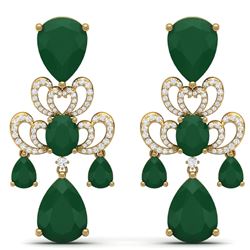 58.73 CTW Royalty Emerald & VS Diamond Earrings 18K Yellow Gold - REF-636N4Y - 38672