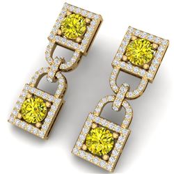 4 CTW Si/I Fancy Yellow And White Diamond Earrings 18K Yellow Gold - REF-300N2Y - 40165