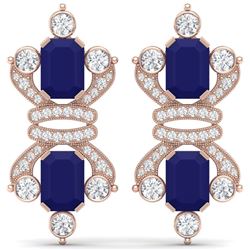 27.36 CTW Royalty Sapphire & VS Diamond Earrings 18K Rose Gold - REF-600M2F - 38767