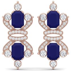 27.36 CTW Royalty Sapphire & VS Diamond Earrings 18K Rose Gold - REF-600M2F - 38767