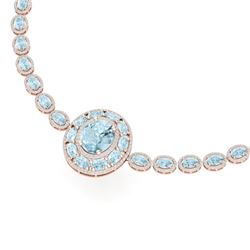 45.12 CTW Royalty Sky Topaz & VS Diamond Necklace 18K Rose Gold - REF-836Y4N - 39286