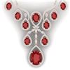 Image 1 : 37.66 CTW Royalty Ruby & VS Diamond Necklace 18K Rose Gold - REF-963R6K - 38560