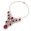 Image 4 : 37.66 CTW Royalty Ruby & VS Diamond Necklace 18K Rose Gold - REF-963R6K - 38560