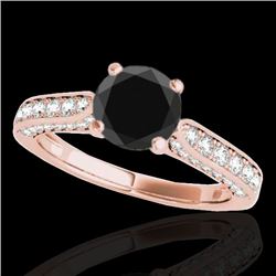 1.6 CTW Certified Vs Black Diamond Solitaire Ring 10K Rose Gold - REF-79M6F - 34920