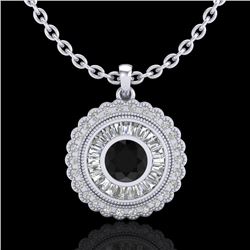 2.11 CTW Fancy Black Diamond Solitaire Art Deco Stud Necklace 18K White Gold - REF-180N2Y - 37912