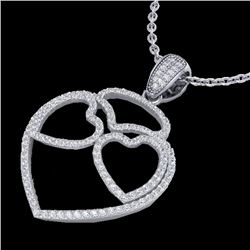 1.20 CTW Micro Pave VS/SI Diamond Designer Heart Necklace 14K White Gold - REF-110H9W - 22546