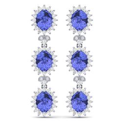 25.36 CTW Royalty Tanzanite & VS Diamond Earrings 18K White Gold - REF-509R3K - 38646