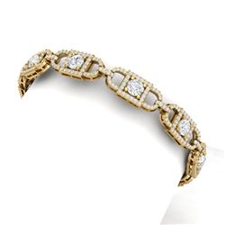 9 CTW Certified SI/I Diamond Halo Bracelet 18K Yellow Gold - REF-804W5H - 40141