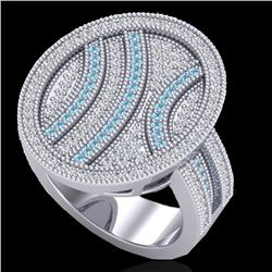 1.25 CTW Micro Pave Blue & White VS/SI Diamond Certified Ring 14K White Gold - REF-122M2F - 20874