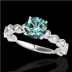 1.5 CTW SI Certified Fancy Blue Diamond Solitaire Ring 10K White Gold - REF-163F6M - 34885