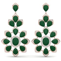 51.8 CTW Royalty Emerald & VS Diamond Earrings 18K Rose Gold - REF-527H3W - 39046