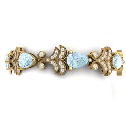 26.1 CTW Royalty Sky Topaz & VS Diamond Bracelet 18K Yellow Gold - REF-381H8W - 38741