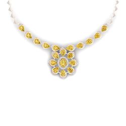 35.5 CTW Royalty Canary Citrine & VS Diamond Necklace 18K Rose Gold - REF-527N3Y - 39043
