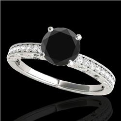1.18 CTW Certified Vs Black Diamond Solitaire Antique Ring 10K White Gold - REF-49W8H - 34606