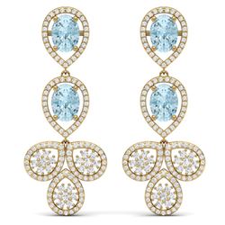 9.55 CTW Royalty Sky Topaz & VS Diamond Earrings 18K Yellow Gold - REF-272F8M - 39092