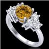 Image 1 : 2.1 CTW Intense Fancy Yellow Diamond Solitaire Classic Ring 18K White Gold - REF-290W9H - 37609