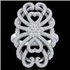 Image 2 : 2.25 CTW Micro Pave VS/SI Diamond Designer Inspired Ring 18K White Gold - REF-191K3R - 20887