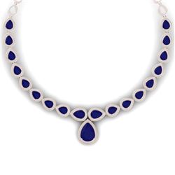51.41 CTW Royalty Sapphire & VS Diamond Necklace 18K Rose Gold - REF-927Y3N - 39427