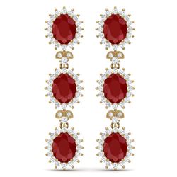 24.52 CTW Royalty Designer Ruby & VS Diamond Earrings 18K Yellow Gold - REF-436Y4N - 38642