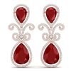 Image 1 : 31.6 CTW Royalty Designer Ruby & VS Diamond Earrings 18K Rose Gold - REF-445T5X - 39544