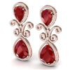 Image 2 : 31.6 CTW Royalty Designer Ruby & VS Diamond Earrings 18K Rose Gold - REF-445T5X - 39544