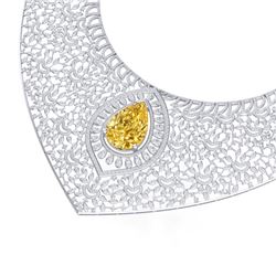 59.27 CTW Royalty Canary Citrine & VS Diamond Necklace 18K White Gold - REF-2454F5M - 39582