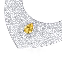 59.27 CTW Royalty Canary Citrine & VS Diamond Necklace 18K White Gold - REF-2454F5M - 39582