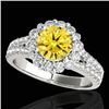 Image 1 : 2.51 CTW Certified Si Fancy Intense Yellow Diamond Solitaire Halo Ring 10K White Gold - REF-337K3R -