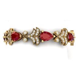 24.8 CTW Royalty Designer Ruby & VS Diamond Bracelet 18K Yellow Gold - REF-472X8T - 38735