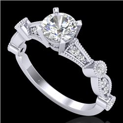 1.03 CTW VS/SI Diamond Art Deco Ring 18K White Gold - REF-203K6R - 36971