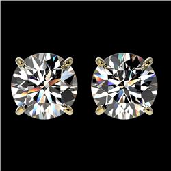 2.03 CTW Certified H-SI/I Quality Diamond Solitaire Stud Earrings 10K Yellow Gold - REF-289X3T - 366