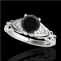 1.35 CTW Certified Vs Black Diamond Solitaire Ring Two Tone 10K White Gold - REF-54X9T - 35210