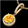 Image 1 : 2 CTW Citrine & Micro Pave VS/SI Diamond Necklace Designer Halo 18K Yellow Gold - REF-54M8F - 23194