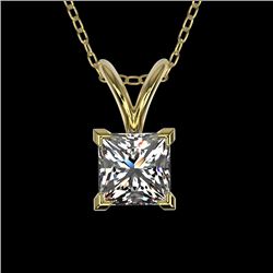 0.50 CTW Certified VS/SI Quality Princess Diamond Necklace 10K Yellow Gold - REF-74Y5N - 33168