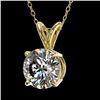 Image 2 : 1.30 CTW Certified H-SI/I Quality Diamond Solitaire Necklace 10K Yellow Gold - REF-178M2F - 36784