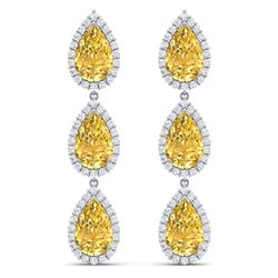 24.23 CTW Royalty Canary Citrine & VS Diamond Earrings 18K White Gold - REF-290X9T - 38853